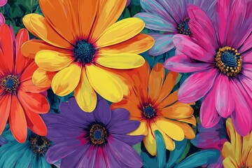 Vibrant Floral Border Featuring Bright Blossoms in a Colorful Array Generative AI