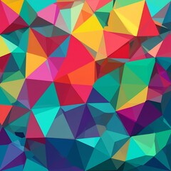 Vibrant geometric abstract art composed of colorful polygonal shapes creating dynamic visual texture