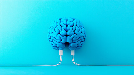 Human brain model plugged in, Ai concept. neurotechnology, data transfer, innovation 
