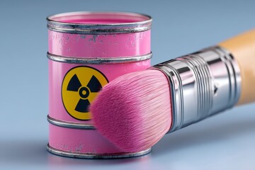Creative concept of makeup brush and hazardous material container