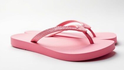 Close-up view of a flip-flop against a stark white backdrop, studio shot, design, graphic