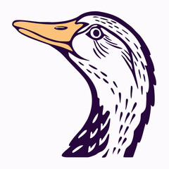 Goose Head Profile, Vector Illustration, Farm Animal