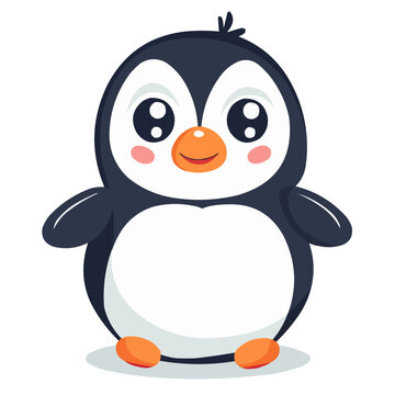 cute cartoon penguin on isolated background