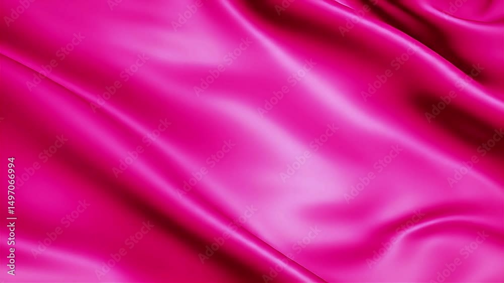 Poster flowing magenta satin fabric animation with soft light and gentle movement