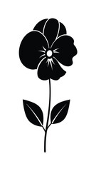 Simple Black Flower with Leaves
