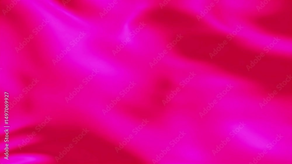 Poster flowing fuchsia fabric: abstract motion of vivid pink textile in gentle waves