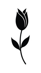 Simple Black Tulip Flower Icon