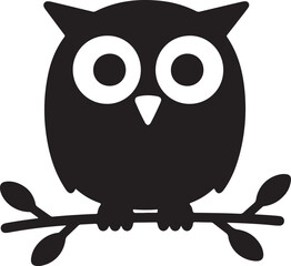 owl with tree branch black silhouette vector illustration