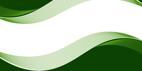 Abstract green wave background, Vector green line background curve element with white space for text and message design, overlapping layers.