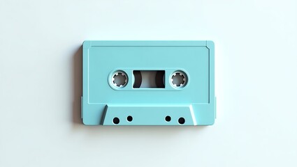 Fototapeta premium Pastel Blue Cassette Tape A Nostalgic View of 80s and 90s Music Technology