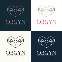 OBGYN obstetrics and gynecology clinic line art love medical care logo set template design