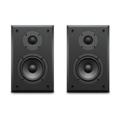 Two black speakers mockup isolated on white background