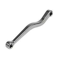 Metal link isolated on white background for mechanical engineering, automotive, and industrial applications.