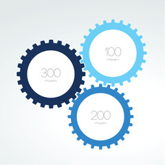 3 elements scheme, diagram. Three connected circles. Infographic template.
