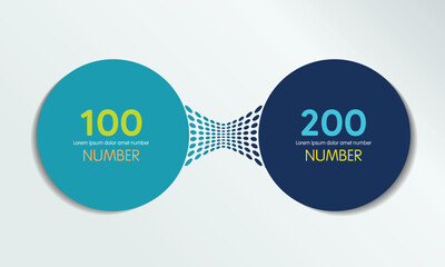 2 elements scheme, diagram. Two connected circles. Infographic template.