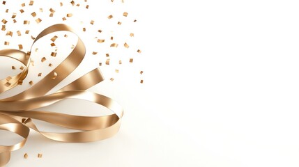 Gold ribbon and confetti celebration design