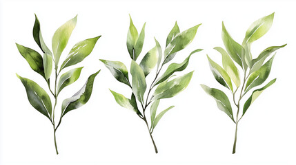 Obraz premium green leaves isolated on white background
