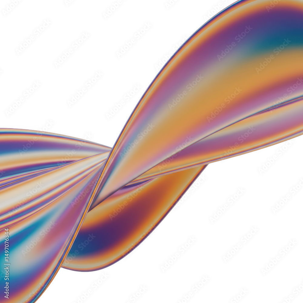 Poster abstract iridescent wave flow design element isolated on transparent background