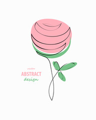 Rose one line drawing. Abstract flower single line art. Vector illustration can be used for logo, greeting cards, posters, books, flyers.