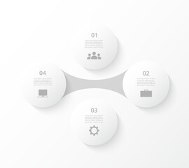Creative infographic template with 4 steps, options, parts or processes. Presentation of teamwork or business processes.