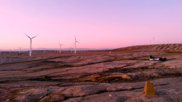 Aerial view of sunset autumn scenery at Colorful Beach (Wucaitan, a.k.a. Wucai Beach, Rainbow Beach) scenic area in Altay, Xinjiang, China

