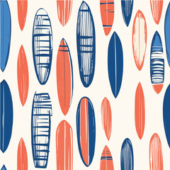  Illustration seamless pattern of Retro surf for poster