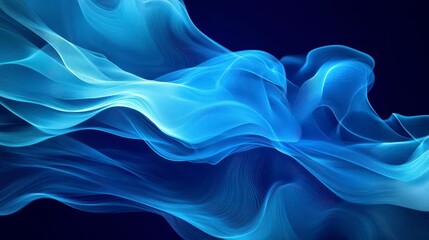 Obraz premium Abstract blue flowing fabric, dynamic motion, studio shot, design element, digital art
