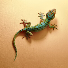 wild gecko laying on a wall 