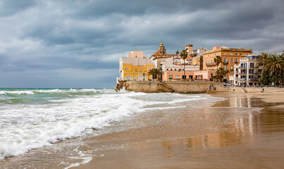 Skyline of Sitges city, Spain