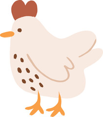 Cute chicken illustration in a flat cartoon style