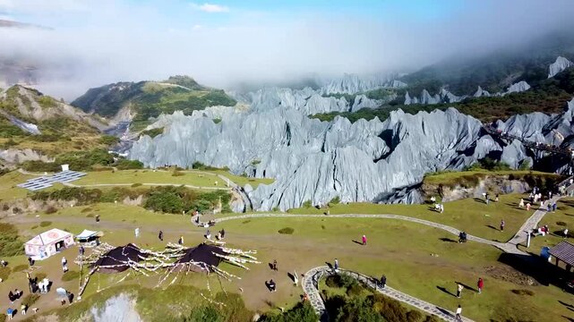 Aerial view of Moshi Park in Western Sichuan in October autumn in China