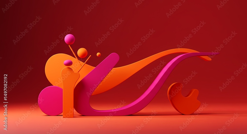 Poster a colorful abstract design with pink and orange shapes