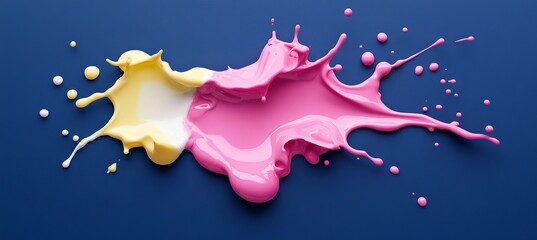 A splash of creativity Pink, yellow, and white paint explode on a vibrant blue backdrop.