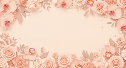 A pink flowery border with a white background