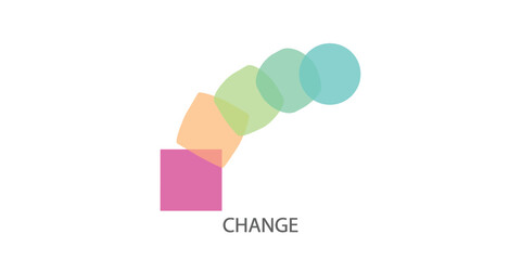 Logo transform, icon change, icon growth, symbol training, evolution; business development; logo education, brand; business coach; evolution sign, personal life coaching