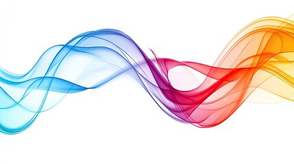 Abstract colorful flowing wave design, vibrant hues on white