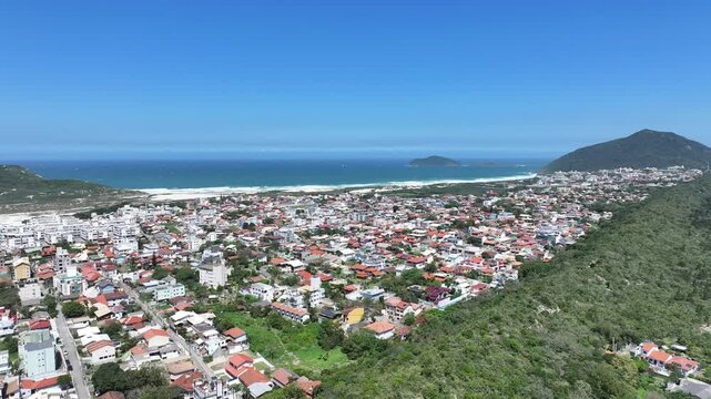 Santinho Beach In Florianopolis Santa Catarina Brazil. Bird Eye View Of A Amazing Coastal Beach In The Summer Holiday. Paradise Landscape Peaceful Stunning. Peaceful. Florianopolis Santa Catarina.