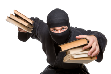 Ninja Warrior Book Thief A Hilarious Photo of a Ninja Delivering Books