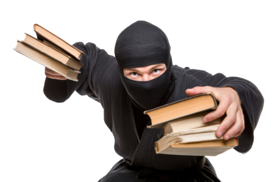 Ninja Warrior Book Thief A Hilarious Photo of a Ninja Delivering Books