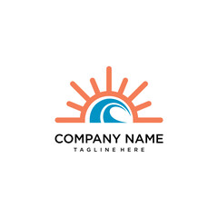 Blue Wave and Sun logo vector
