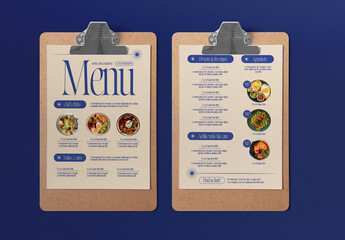 Blue and Beige Elegant Restaurant Food Menu