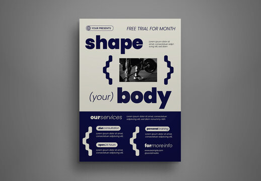 Blue and Beige Utilitarian Fitness Program Flyer Layout