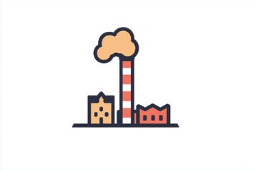 Image of a factory with a smokestack that pollutes the environment, a concept of social problems and environmental disruption.