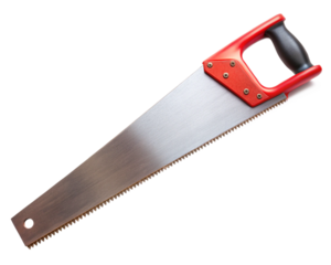 wood cutting saw red grip tool isolated backdrop
