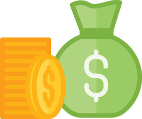 vector illustration of a bag with money