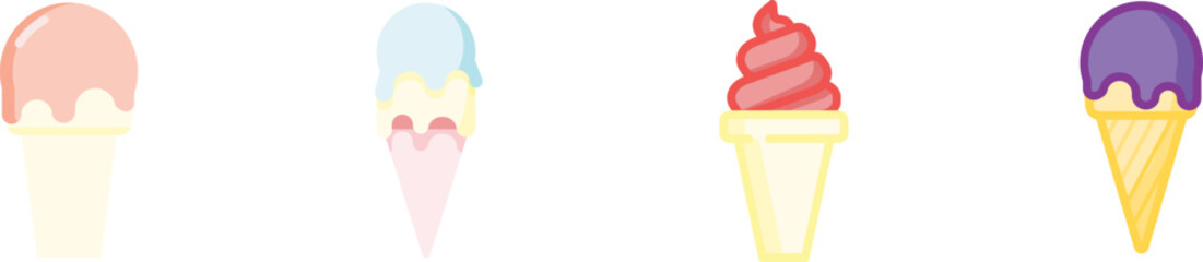 Ice cream vector illustration. Ice cream icon set in flat style