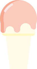 Ice cream flat icon. Strawberry ice cream vector illustration