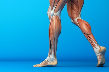 Human leg muscles, a concept of human anatomy. Blank space for text