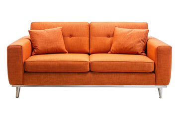 Fototapeta premium orange fabric sofa modern couch isolated white background 