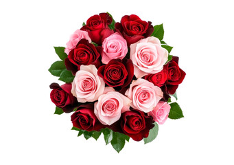 Naklejka premium Beautiful bouquet of red and pink roses arranged isolated on transparent background